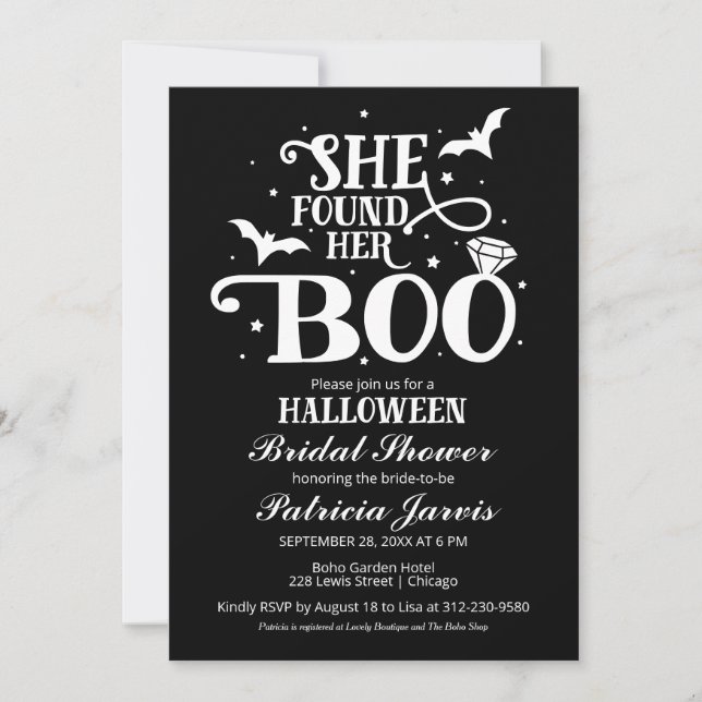 Invitación Encontró Su Ducha De Boo Halloween Bridal (Anverso)