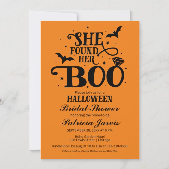 Invitación Encontró Su Ducha De Boo Halloween Bridal (Anverso)