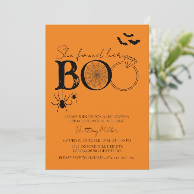 Invitación Encontró Su Ducha De Boo Halloween Bridal (Anverso de pie)