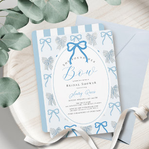 Invitación Encontró su ducha de novia con cinta azul azul Bow