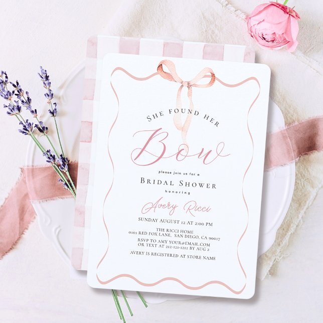 Invitación Encontró su ducha de novias Bow Pink Bow (Subido por el creador)