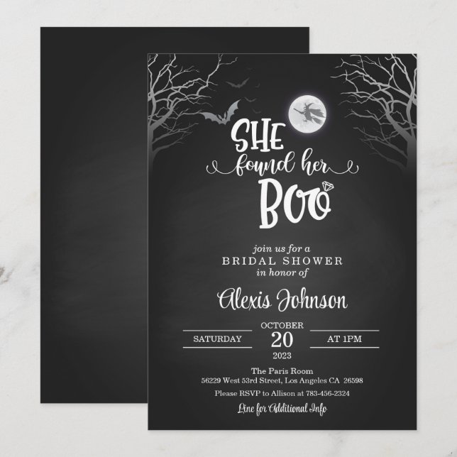 Invitación Encontró Su Ducha De Novias De Boo (Anverso / Reverso)