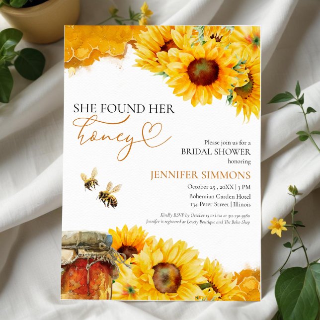 Invitación Encontró Su Miel | Sunflower Bridal Shower (Subido por el creador)