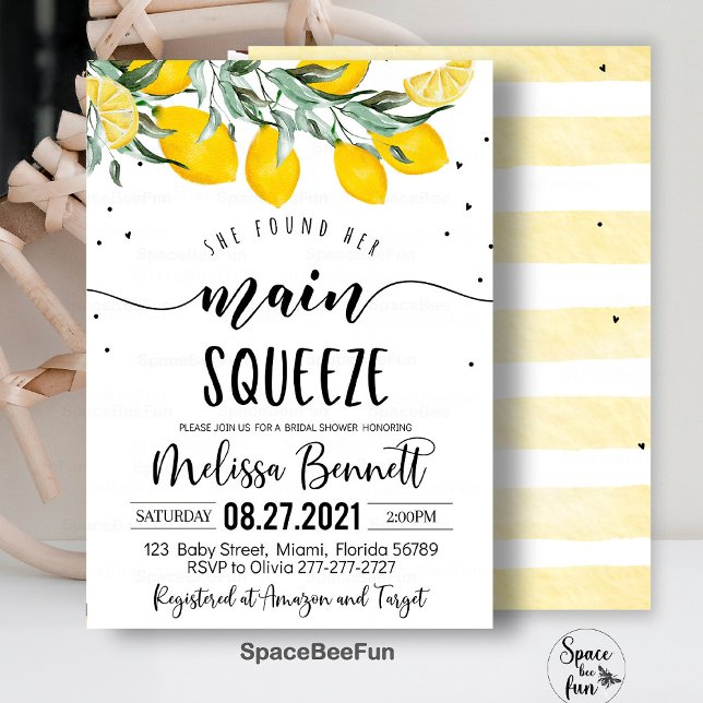 Invitación Encontró Su Principal Squeeze Brieze Shower (main squeeze,bridal shower,bridal shower brunch,bridal invitation,lemonade bridals,he found her main)
