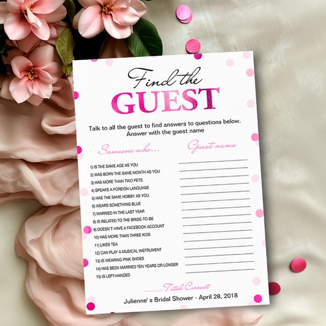 Invitación Encuentra al invitado de la despedida de soltera | (Subido por el creador)