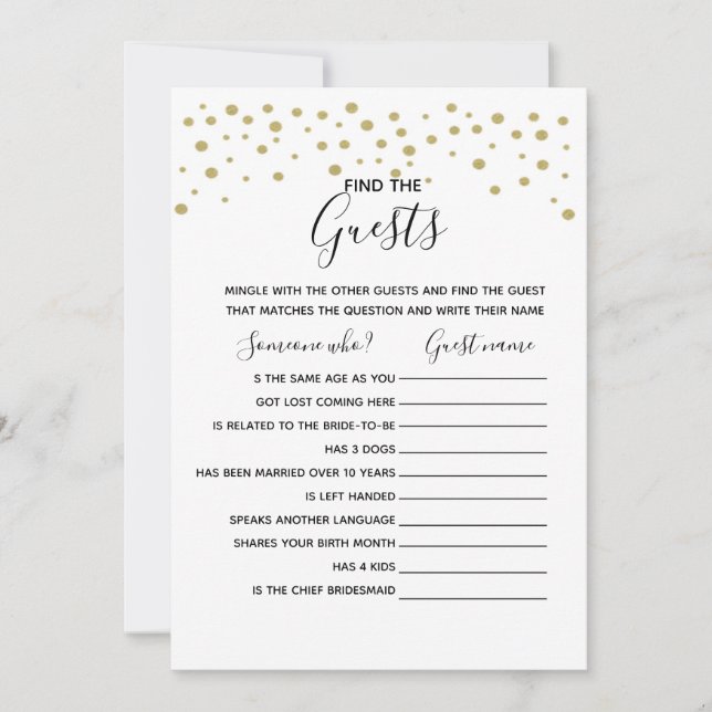 Invitación Encuentra el juego de ducha de boda del juego de i (Anverso)