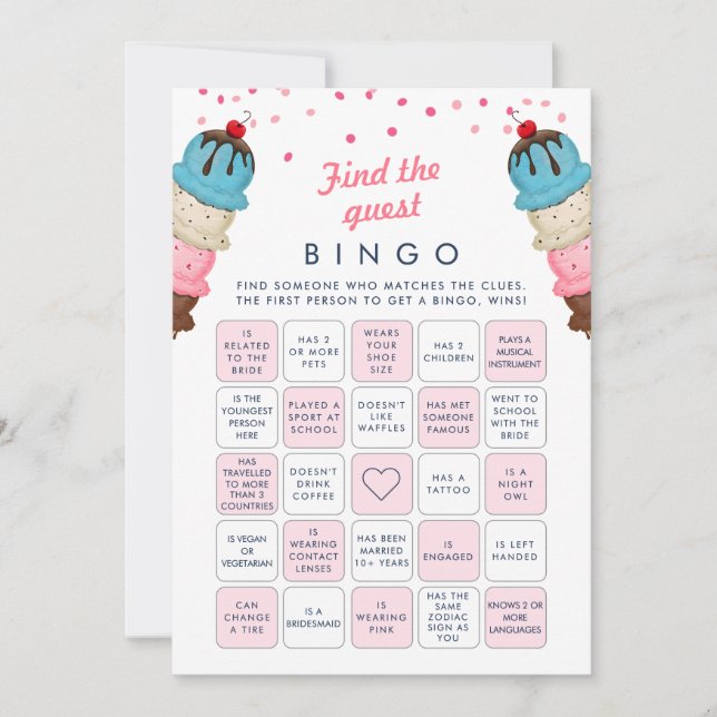 Invitación Encuentra el juego de ducha de novias de Bingo inv (Anverso)