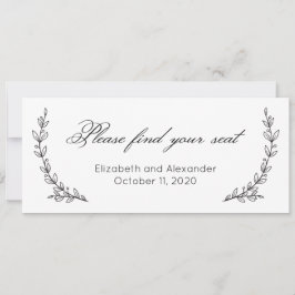 Invitación Encuentra tu asiento. Boda floral simple. Botánico