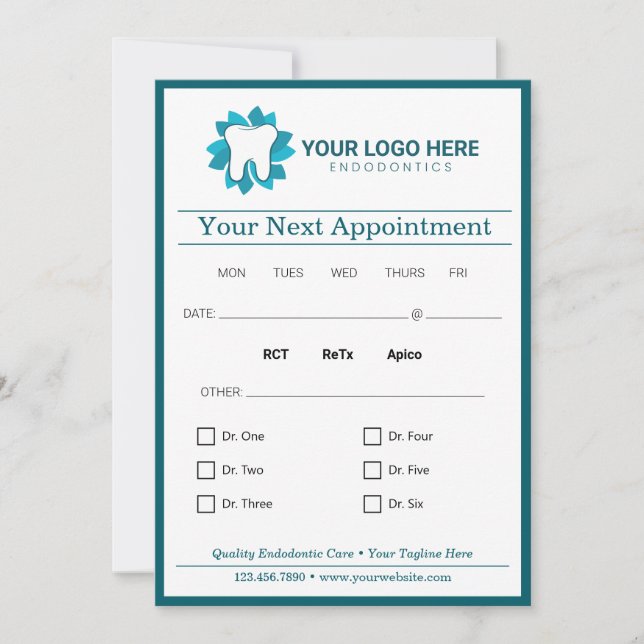 Invitación Endodontismo Editable Siguiente Cita (Anverso)