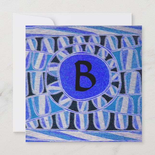 Invitación ENERGÍA SOLAR SOLAR MONOGRAMA Aqua Azul Negro Abst (Anverso)