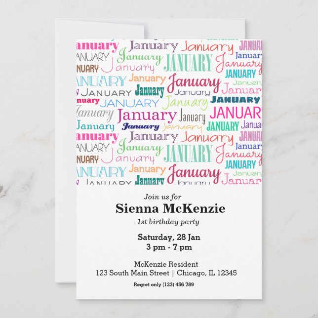 Invitación Enero de cumpleaños (Anverso)
