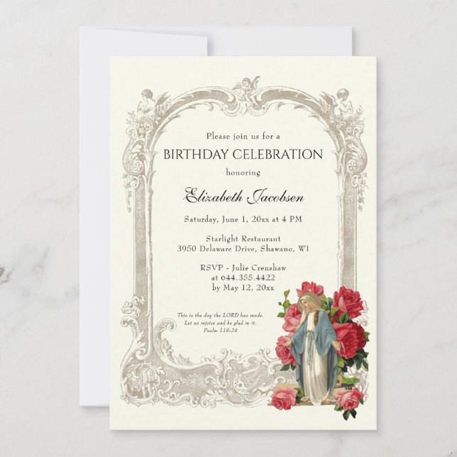 Invitación Énfasis religioso Elegante Roses Roses Angels (Anverso)