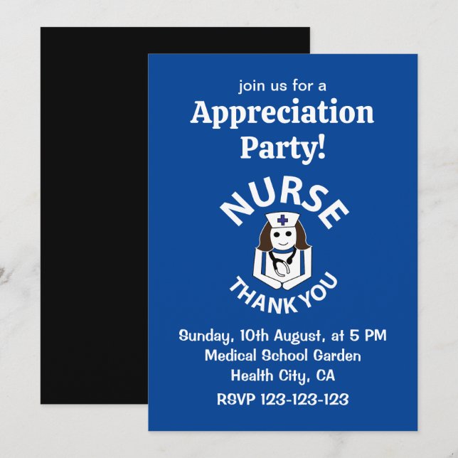 Invitación Enfermera Agradecimiento de enfermera (Anverso / Reverso)