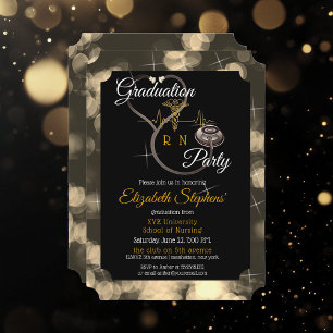 Invitación Enfermera Bokeh Stethoscope Partido de Graduación