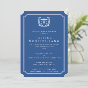 Invitación Enfermera Caduceus+Laurel con Registro Azul