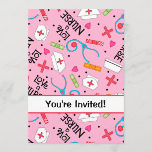 Invitación Enfermera Celebración de Fiesta de Cumpleaños Rosa