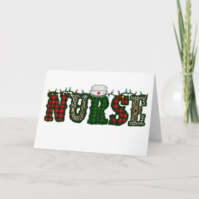 Invitación enfermera de navidad estampado de leopardo navidad (Anverso)