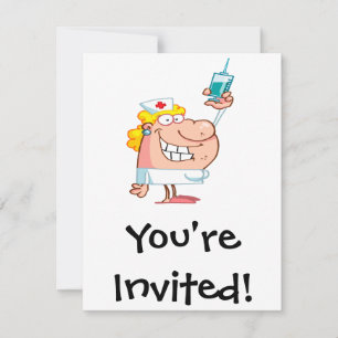 Invitación enfermera divertida con un personalizado de jering