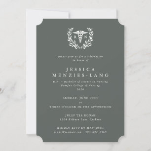 Invitación Enfermera Gratuita Gratuita Caduceus+Laurel Wreath