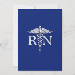 Invitación Enfermera inscrita RN Caduceus en azul marino