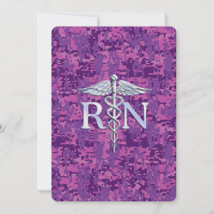 Invitación Enfermera inscrita RN Caduceus en camo rosado