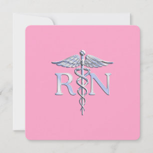 Invitación Enfermera inscrita RN Caduceus en rosa claro
