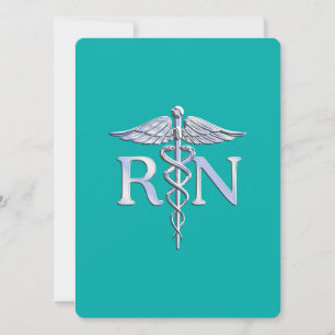 Invitación Enfermera inscrita RN Caduceus en turquesa