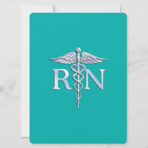 Invitación Enfermera inscrita RN Caduceus en turquesa