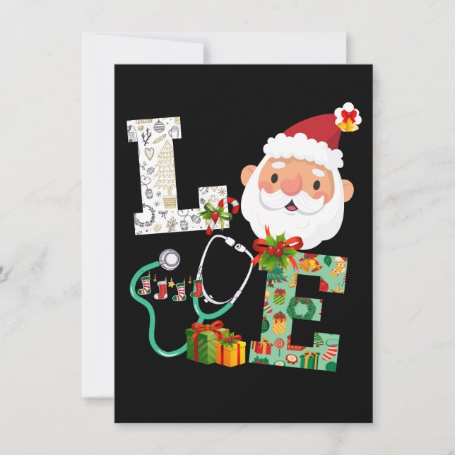 Invitación Enfermera Navidades de amor Santa Navidad celebra (Anverso)