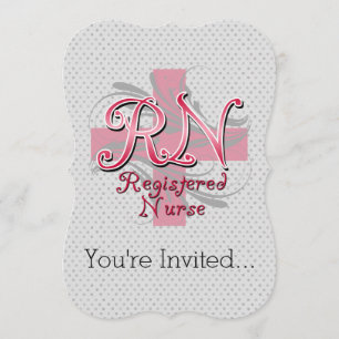 Invitación Enfermera Registrada RN, Baños Cruzados Rosados