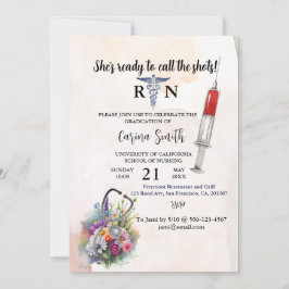 Invitación Enfermería Graduación Primavera Flor Floral