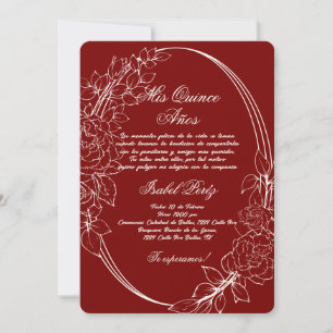 Invitación Enfoque de Borgoña Quinceanera española