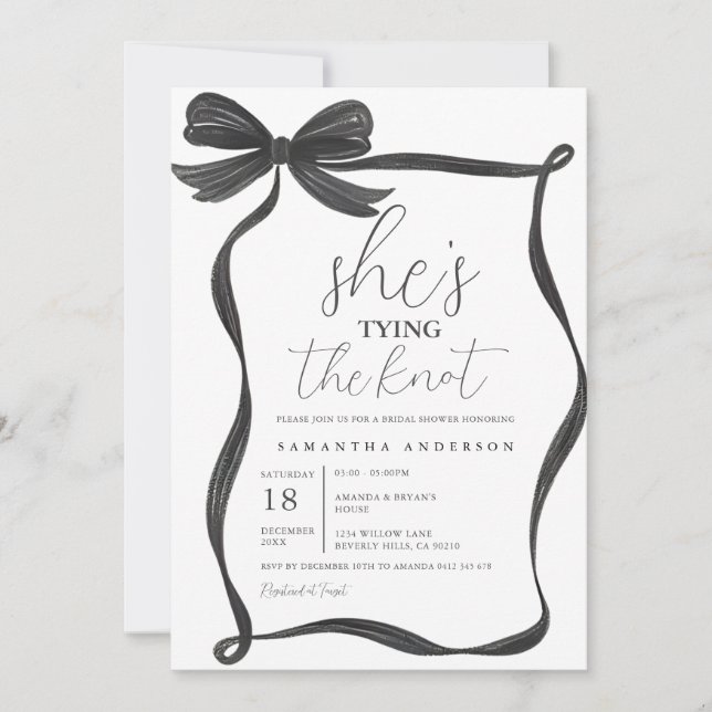 Invitación Enfoque negro de armazón Bridal Shower Invite (Anverso)