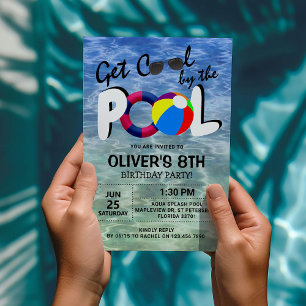 Invitación Enfriarse junto a la piscina Cumpleaños de niños