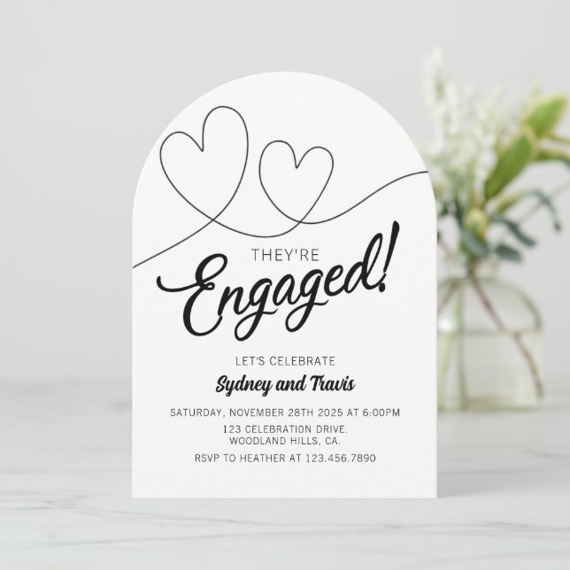 Invitación Engagement, Modern, Black and white,  (Anverso de pie)