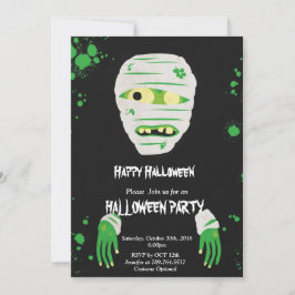 Invitación engañar o tratar Halloween del monstruo verde