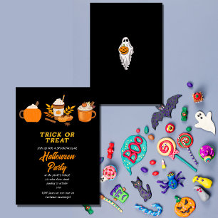 Invitación engañar o tratar la hora de la fiesta de halloween