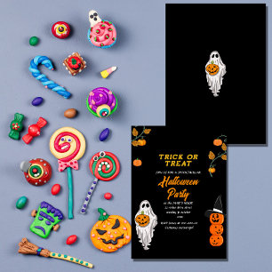 Invitación engañar o tratar la hora de la fiesta de halloween