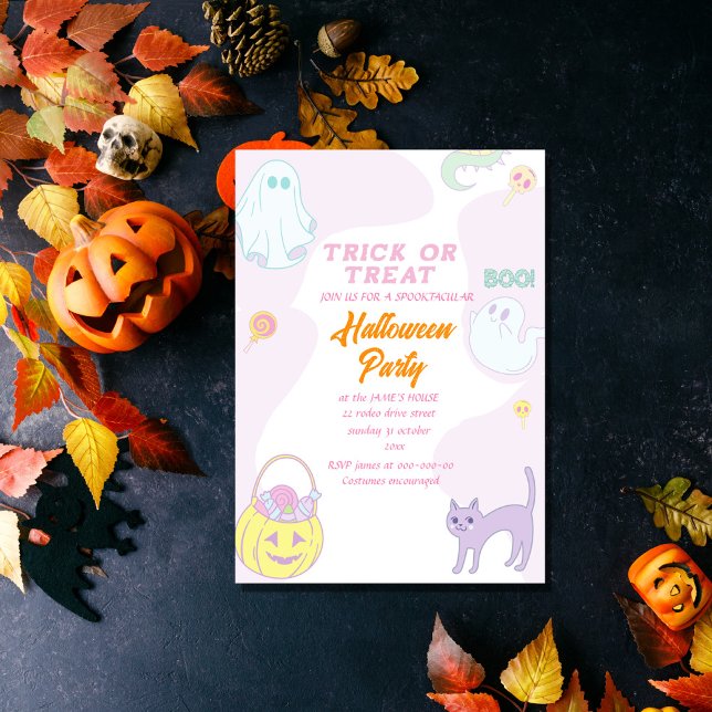 Invitación engañar o tratar la hora de la fiesta de halloween (Subido por el creador)