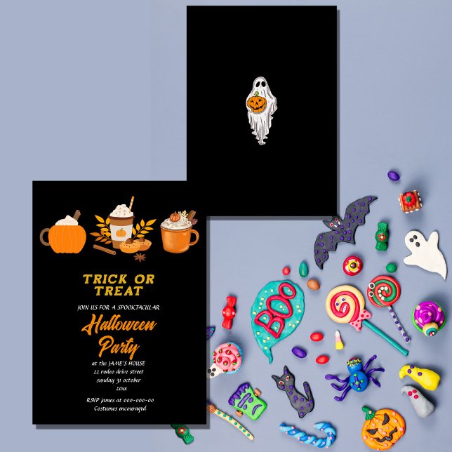 Invitación engañar o tratar la hora de la fiesta de halloween (Subido por el creador)