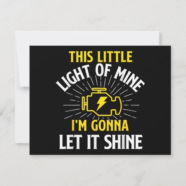 Invitación Engine Control Light - Car Guy Auto Mechanic (Anverso)