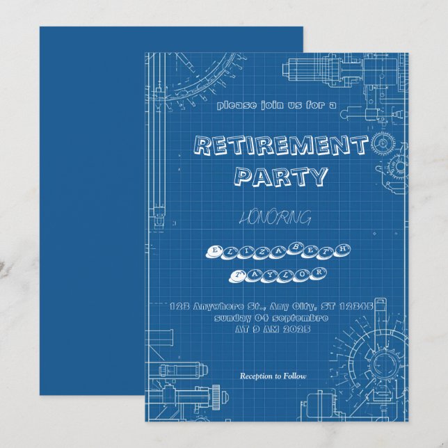 Invitación Engineer retirement party invitation (Anverso / Reverso)