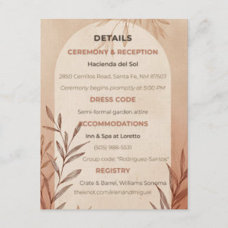Invitación English Wedding Details Card Terracotta Arch
