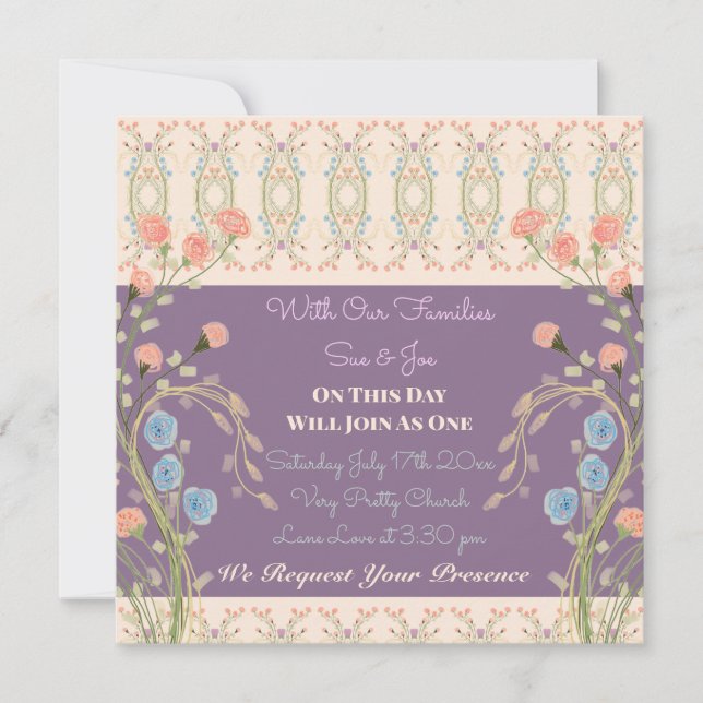 Invitación Engranaje De Coral Elegante Y Pluma (Anverso)