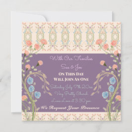 Invitación Engranaje De Coral Elegante Y Pluma