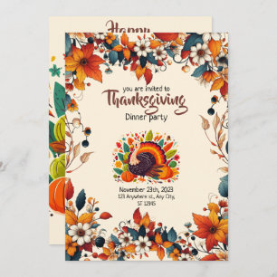 INVITACIÓN ENJOY A FEAST WITH SEASONAL FLOWERS AND TURKEY