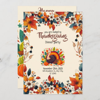 INVITACIÓN ENJOY A FEAST WITH SEASONAL FLOWERS AND TURKEY