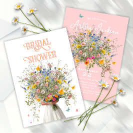 Invitación Enorme Bouquet novia Naranja rosa ducha de novia