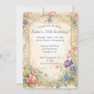 Invitación Enredaderas y Rosas com Pastel Editable en Enrejad