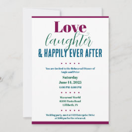 Invitación Ensayar el amor por la cena, la risa, feliz siempr